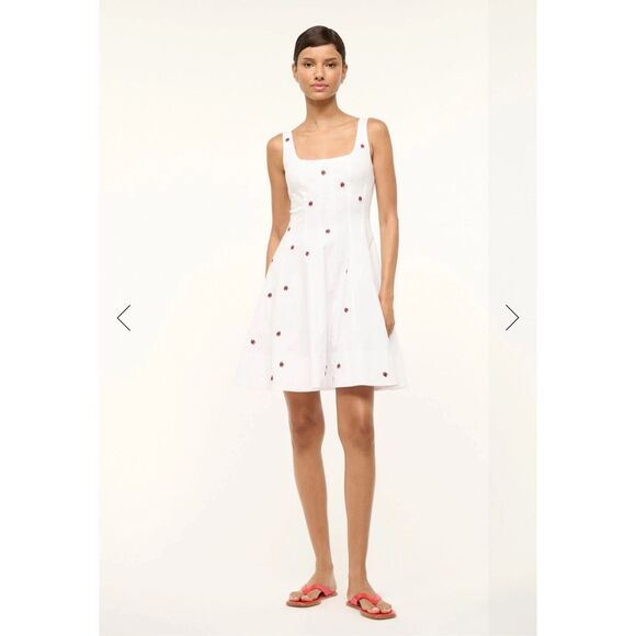 NWT STAUD MINI WELLS DRESS LADYBUGS SIZE 14 $295 - Picture 1 of 10